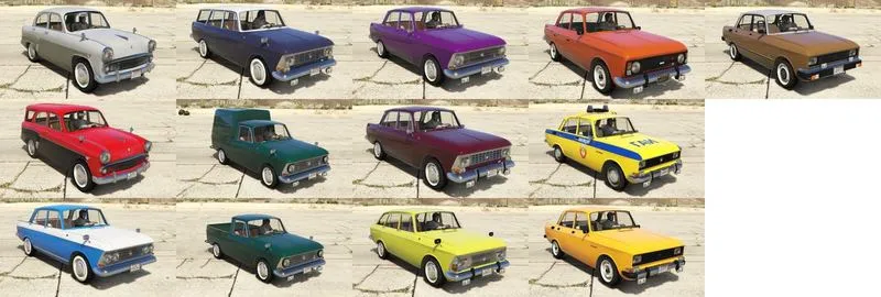 Москвичи и ИЖи — пак в GTA 5 — скриншот автора мода